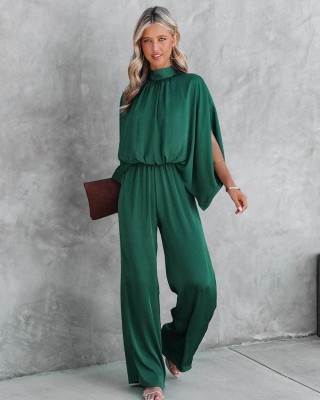EMILY | Elegant Green Jumpsuit Short Sleeves