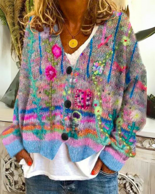 Alicia - Stylish Flower Sweater