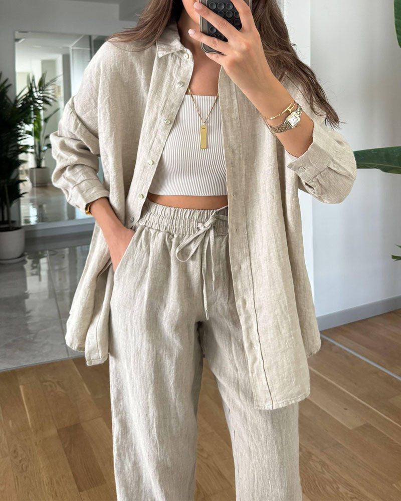 AMY | Comfy Button-up Blouse and Pants Set AMY | Comfy Button-up Blouse and Pants Set
